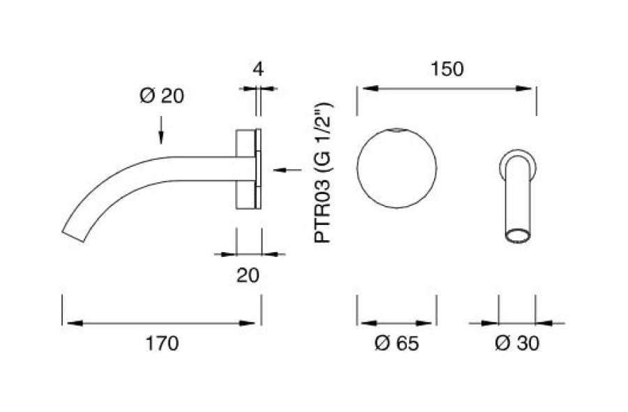 Смеситель для раковины CEA Design Giotto, настенный, на 2 отверстия, излив L. 170 мм, ручка в цвете Oak, внешняя часть, цвет Black Diamond сатинированный - изображение 2