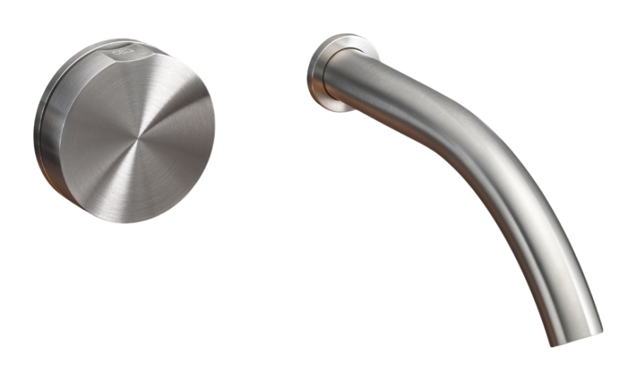 Смеситель для раковины CEA Design Giotto, настенный, на 2 отверстия, излив L. 170 мм, ручка в цвете Oak, внешняя часть, цвет Black Diamond сатинированный