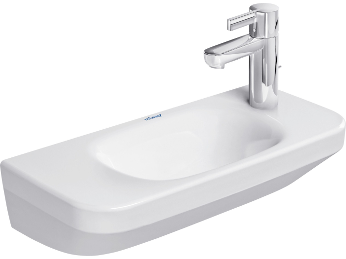 На изображении товар Раковина для рук Duravit DuraStyle, 500x220 мм, без перелива, 1 отверстие под смеситель справа, цвет белый от официального представителя в Москве