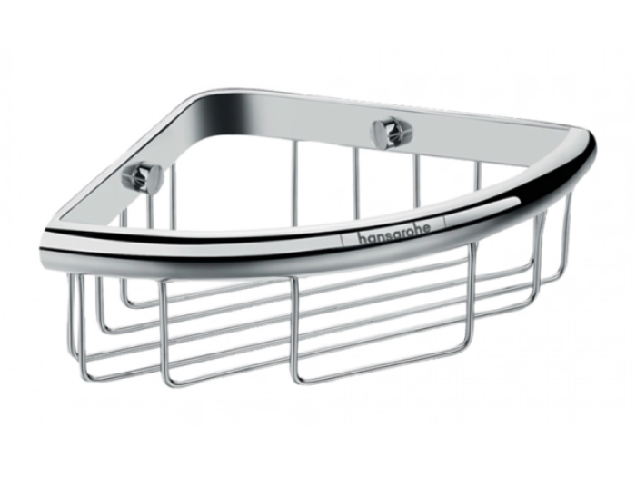 На изображении товар Полка для душа Hansgrohe Logic, угловая, цвет хром от официального представителя в Москве