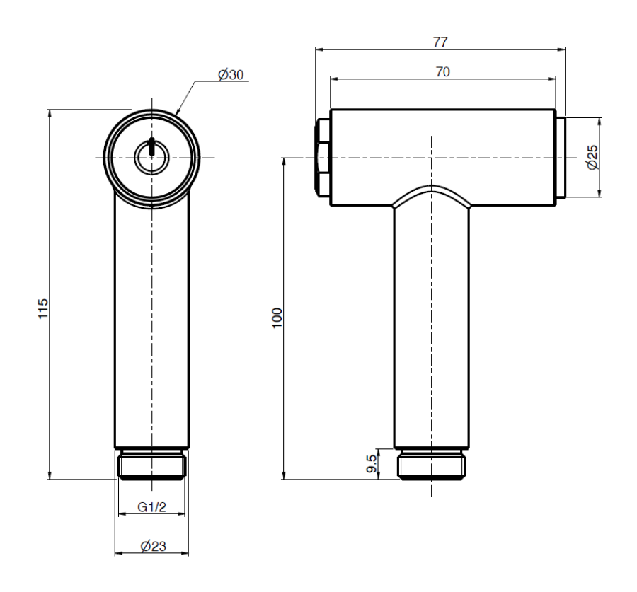 Гигиеническая лейка Carlo Frattini Collettivita, с нажимной кнопкой, с гидроскопом,⌀30 мм, цвет брашированный чёрный хром - изображение 1