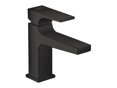На изображении товар Смеситель для раковины Hansgrohe Metropol, однорычажный, Н. 184 мм, со сливным клапаном Push-Open, цвет черный матовый от официального представителя в Москве