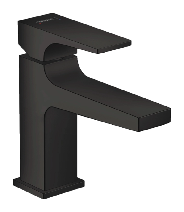 Смеситель для раковины Hansgrohe Metropol, однорычажный, Н. 184 мм, со сливным клапаном Push-Open, цвет черный матовый