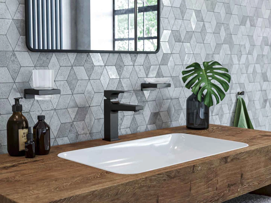 Смеситель для раковины Hansgrohe Metropol, однорычажный, Н. 184 мм, со сливным клапаном Push-Open, цвет черный матовый - изображение 1