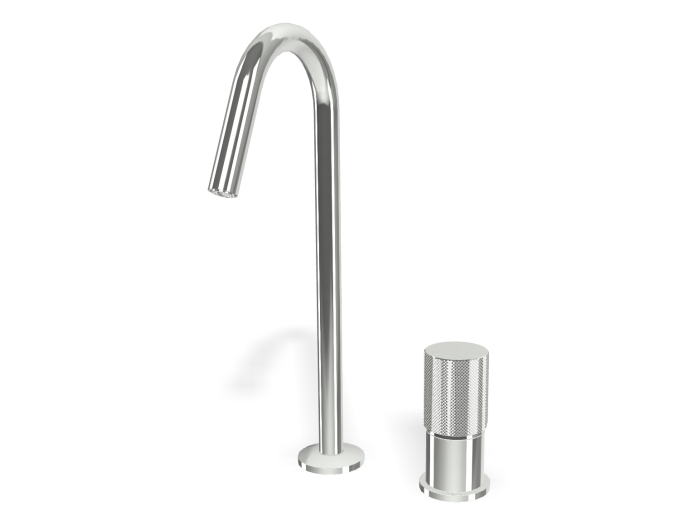 На изображении товар Смеситель для раковины Carlo Frattini Spillo Tech, ручка G Collection, с поворотным изливом, 2 гибкими шлангами, донным клапаном Click-Clack, Н-319 мм, цвет хром от официального представителя в Москве