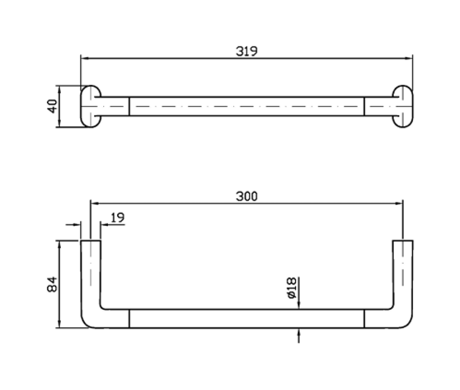 Полотенцедержатель Zucchetti Medameda, настенный, L. 300 мм, цвет Brushed Metal Black - изображение 1