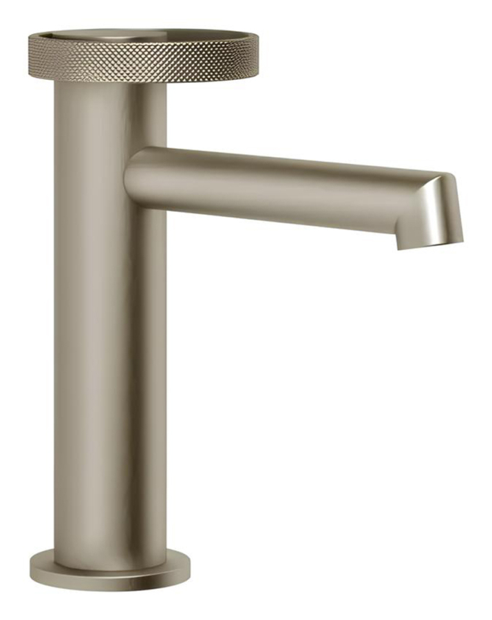 Смеситель для раковины Gessi Anello, низкий, однорычажный, без донного клапана, цвет Finox Brushed Nickel
