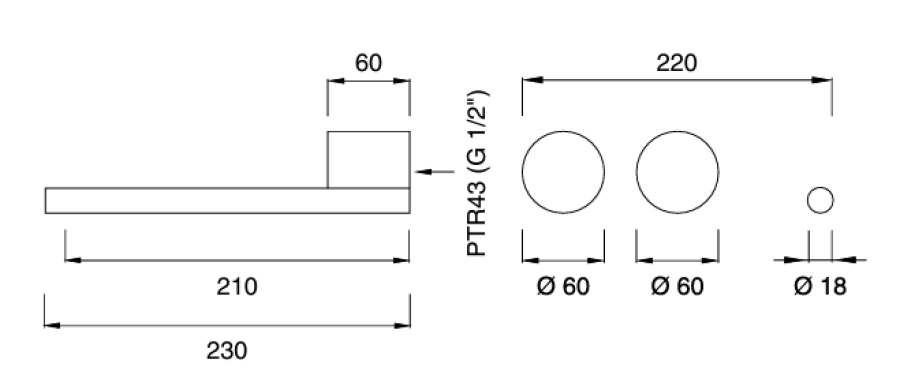 Смеситель для раковины CeaDesign Opus, настенный, на 3 отверстия, излив L. 230 мм, внешняя часть, сталь, цвет сатинированная бронза - изображение 1