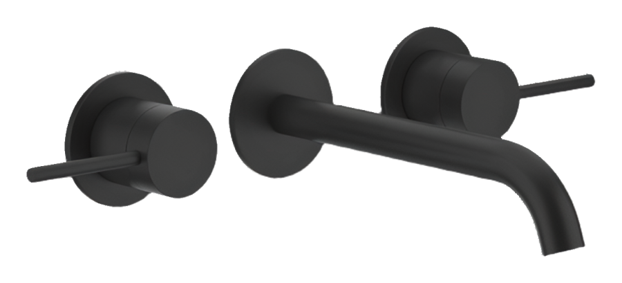 Смеситель для раковины Gessi 316, встраиваемый, длинный излив, настенный, цвет matte Black