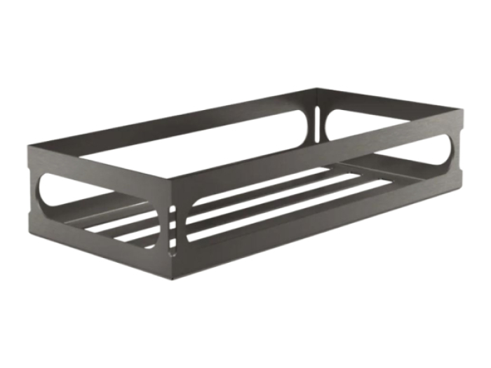 На изображении товар Полка Gessi Rilievo, настенная, металл, ширина 300 мм, цвет Black Metal Brushed PVD от официального представителя в Москве