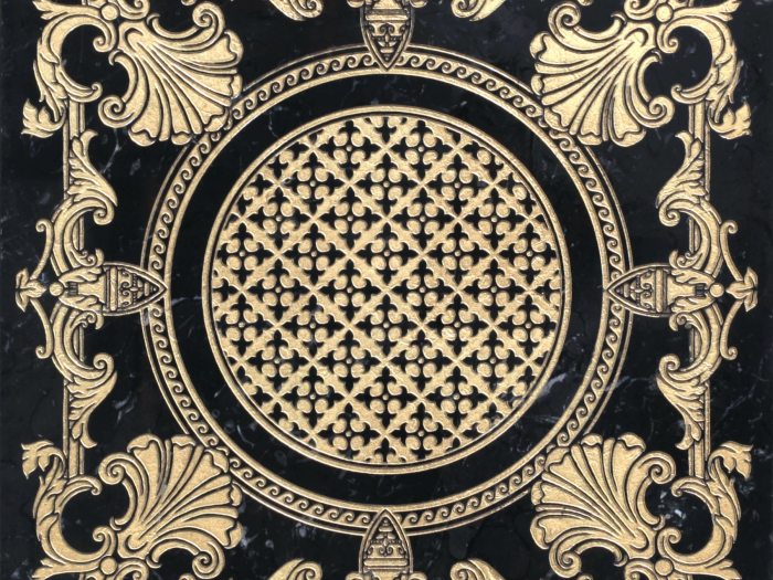 На изображении товар Akros Venezia Камень Luxurious Pegasus DIM Nero marquinia -Gold 40X40X1 от официального представителя в Москве