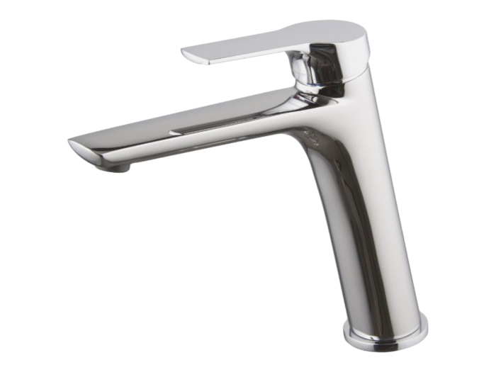 На изображении товар Смеситель для раковины Carlo Frattini Serie 4, однорычажный, с 2 гибкими шлангами с защитой от перекручивания, без донного клапана, Н-211 мм, цвет хром от официального представителя в Москве