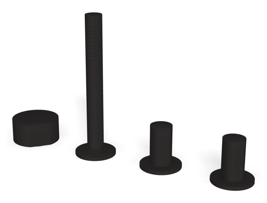 Смеситель для ванны Carlo Frattini SO, на борт, с вытяжным ручным душем, без излива, без ручек, цвет чёрный матовый