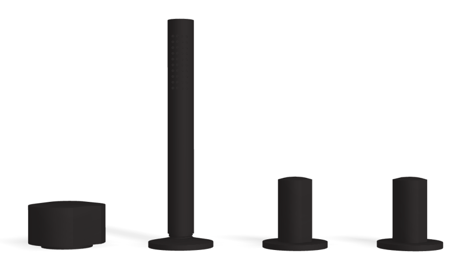 Смеситель для ванны Carlo Frattini SO, на борт, с вытяжным ручным душем, без излива, без ручек, цвет чёрный матовый - изображение 1