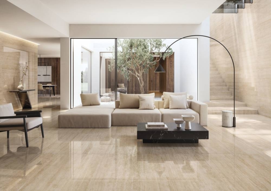 REFIN Керамогранит PRESTIGIO TRAVERTINO BEIGE LUCIDO R 75x150 - изображение 1