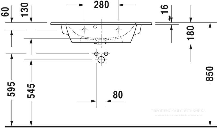 Раковина Duravit ME by Starck, 830х400 мм, для мебели, цвет белый WG - изображение 5