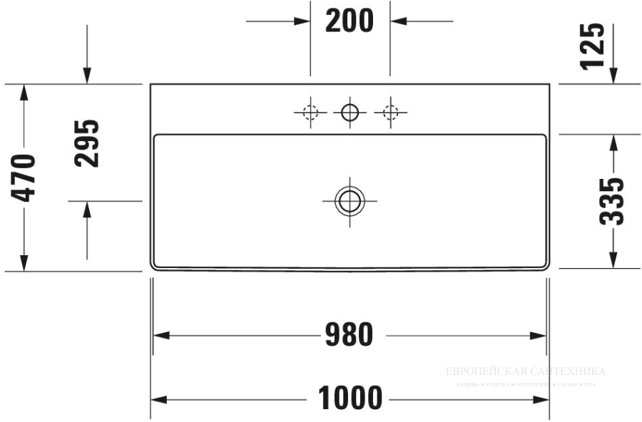 Раковина Duravit DuraSquare с шлифованным низом, 1000х470 мм, без перелива, с 1 отверстием под смеситель, цвет белый - изображение 15