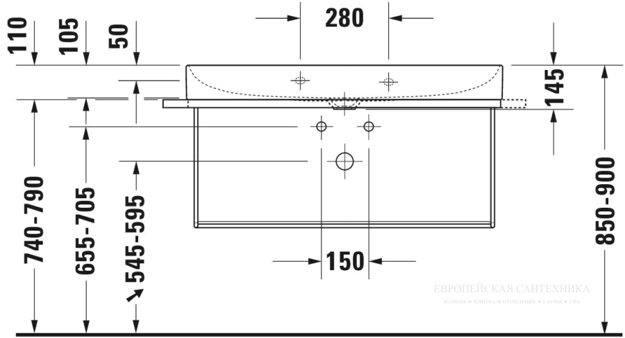 Раковина Duravit DuraSquare с шлифованным низом, 1000х470 мм, без перелива, с 1 отверстием под смеситель, цвет белый - изображение 19