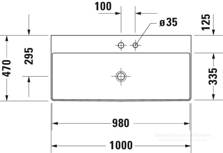 Раковина Duravit DuraSquare с шлифованным низом, 1000х470 мм, без перелива, с 1 отверстием под смеситель, цвет белый - изображение 18