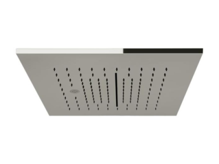 На изображении товар Накладная панель верхнего душа Gessi Minimali, 350x350 мм, для многофункциональной душевой системы, внешняя часть, цвет Mirror Steel от официального представителя в Москве