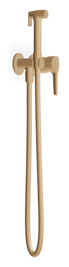 Гигиенический душ Zucchetti Medameda, с встраиваемым однорычажным смесителем, лейкой с запорным клапаном с подсоединением, шлангом, держателем, цвет Brushed British Gold PVD - изображение 1