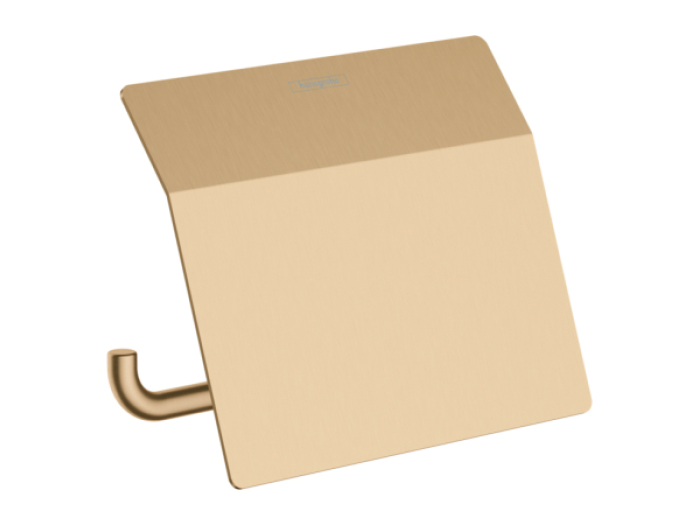 На изображении товар Бумагодержатель Hansgrohe AddStoris, настенный, с крышкой, цвет шлифованная бронза от официального представителя в Москве