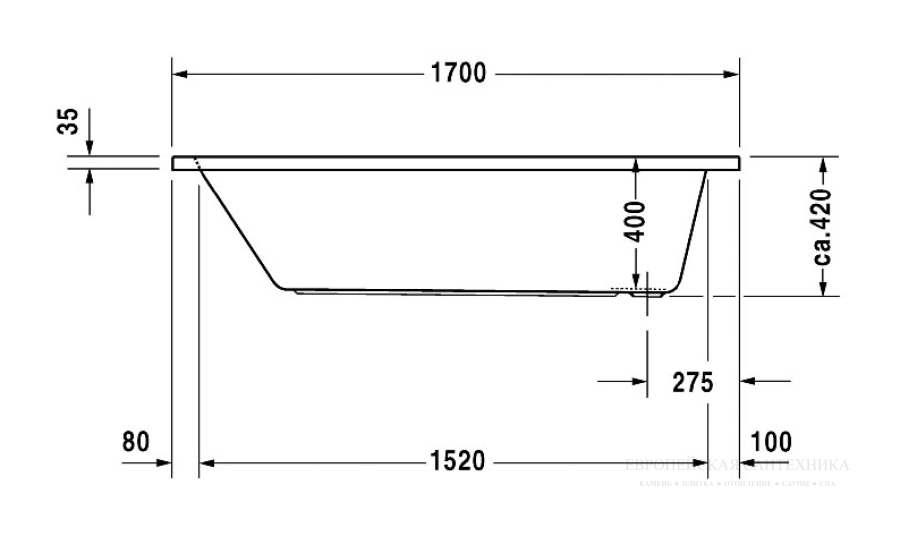 Ванна встраиваемая Duravit D-Code, 1700 x 700 мм, акриловая, цвет белый - изображение 8