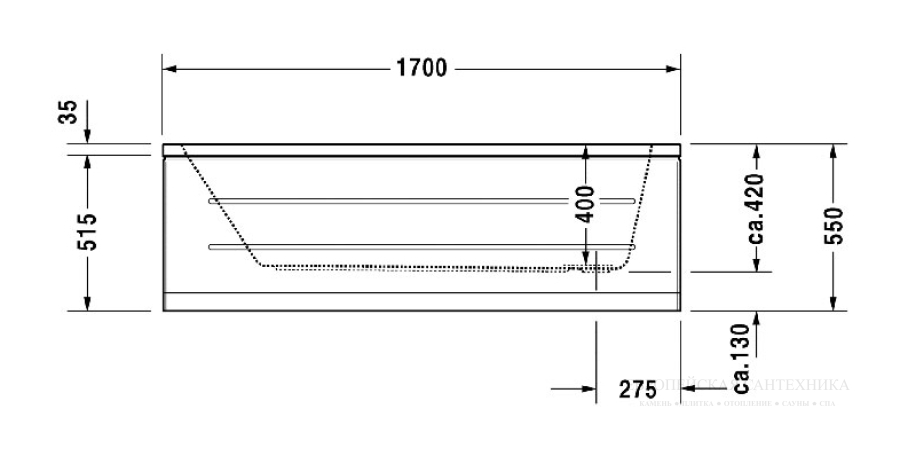 Ванна встраиваемая Duravit D-Code, 1700 x 700 мм, акриловая, цвет белый - изображение 9