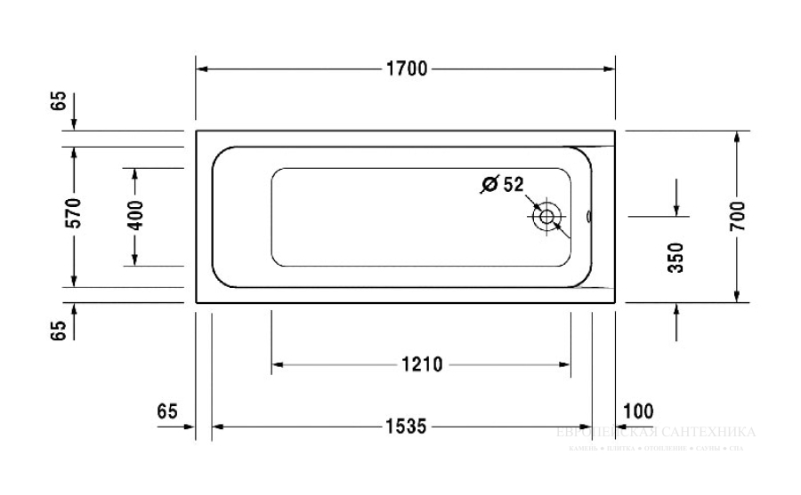 Ванна встраиваемая Duravit D-Code, 1700 x 700 мм, акриловая, цвет белый - изображение 7