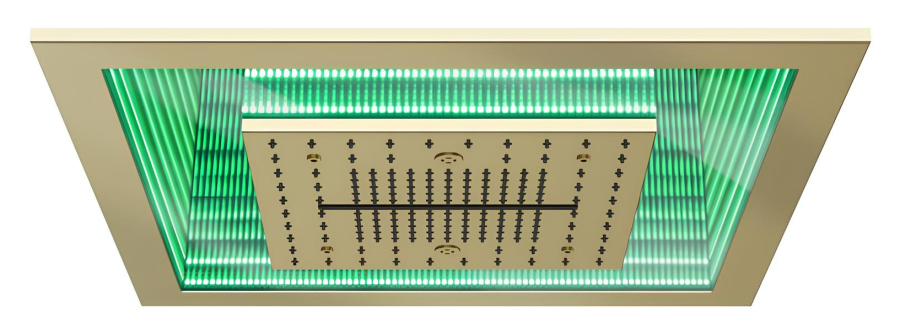 Накладная панель Gessi Sogni, 615x615 мм, для потолочной, многофункциональной душевой системы с хромотерапией, цвет Brass PVD