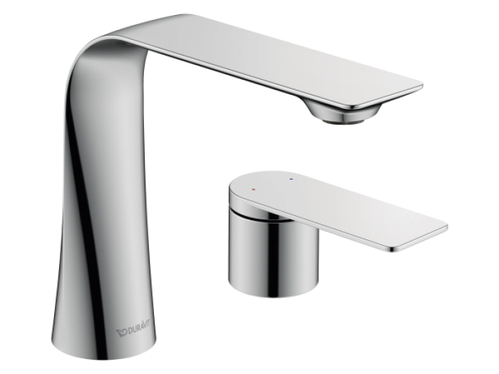 На изображении товар Смеситель для раковины Duravit D1 М однорычажный, на 2 отверстия, цвет хром от официального представителя в Москве
