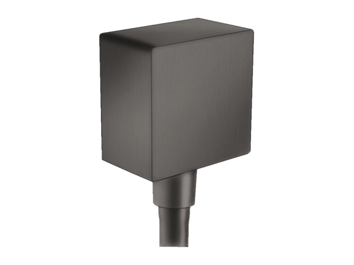 На изображении товар Шланговое подсоединение Hansgrohe Fixfit Square, обратный клапан, ½, цвет шлиф. черный хром от официального представителя в Москве