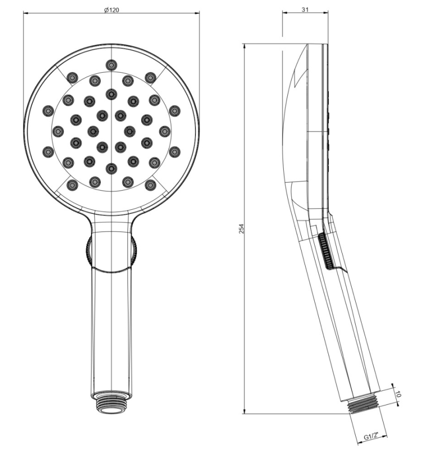 Ручной душ Gessi Technical Accessories, Ø120 мм, 2-х струйный, с чёрным диском, цвет Сhrome - изображение 1