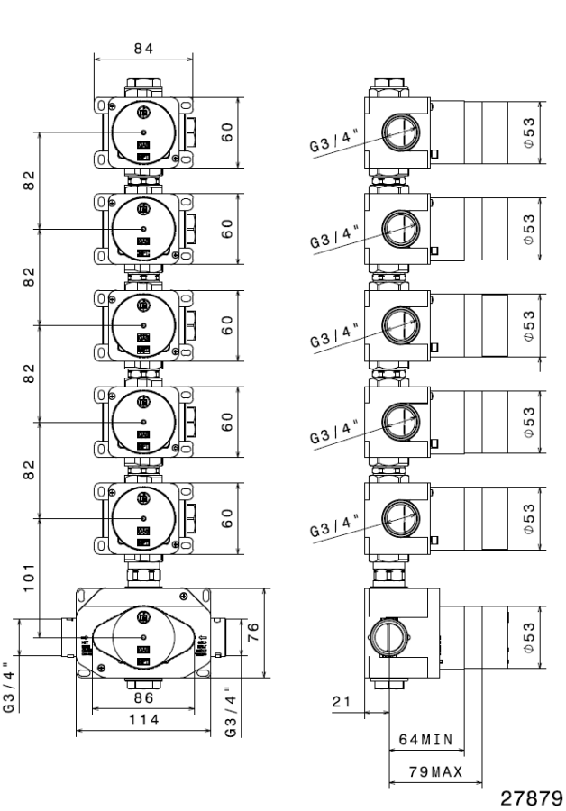 Скрытая часть смесителя Newform, на 6 отверстий - изображение 1