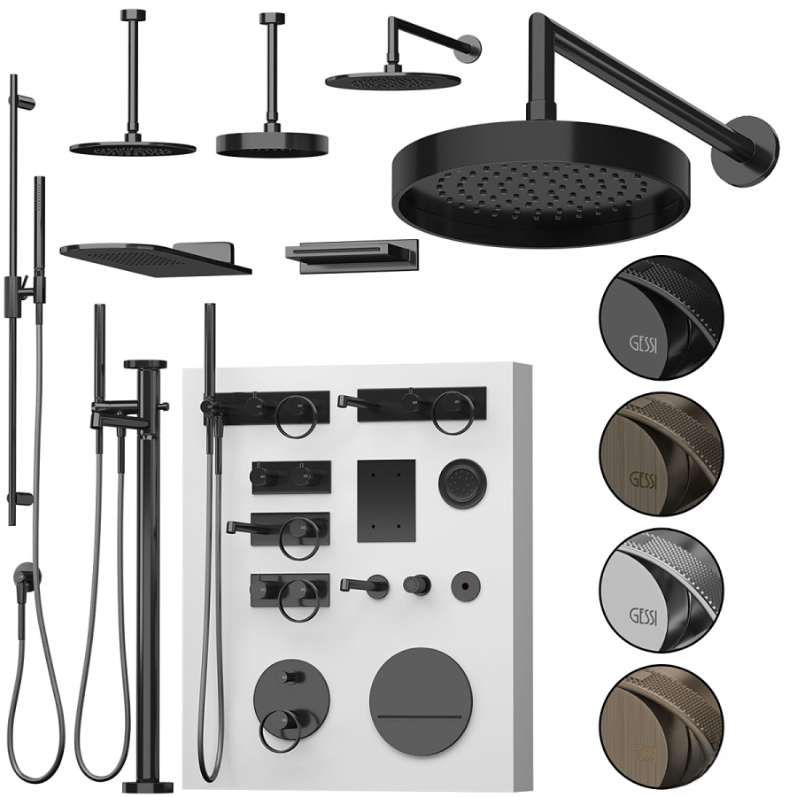 Верхний душ Gessi Anello, потолочный, ⌀250 мм, цвет Black Metal Brushed PVD - изображение 1