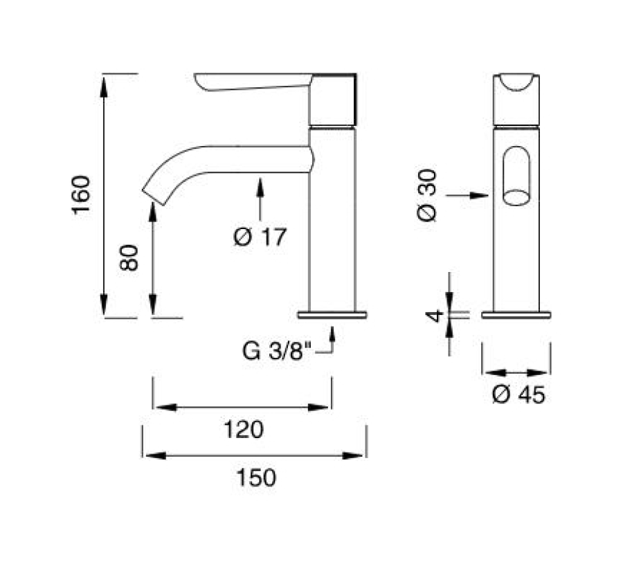 Смеситель для раковины CEA Design Lutezia Plus, H. 160 мм, сталь, цвет Black Diamond полированный - изображение 2