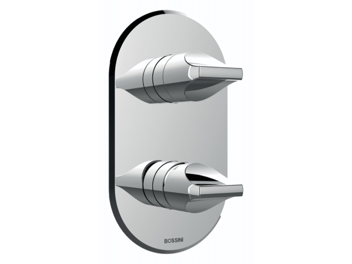 На изображении товар Смеситель монорычажный Bossini Apice, универсальный, встраиваемый на 2-5 выходов, внешняя часть, заказывается отдельно арт.Z00130, цвет белый матовый от официального представителя в Москве