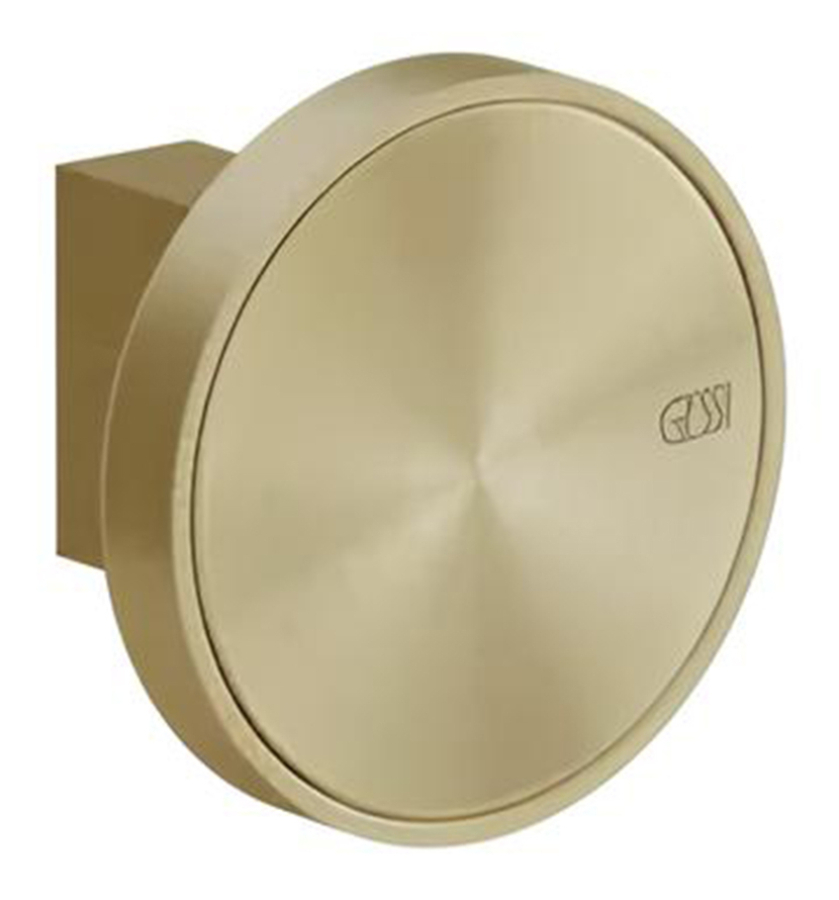 Крючок Gessi Origini, настенный, ø67х50 мм, с отделочной вставкой, цвет Brushed Brass PVD