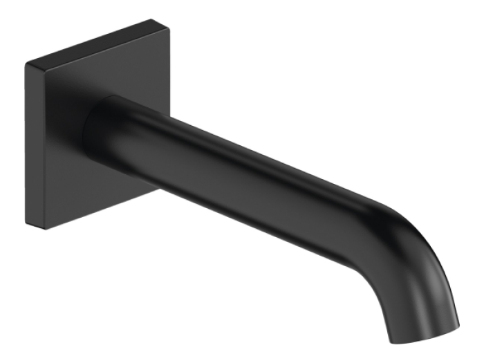 На изображении товар Излив для ванны Duravit C.1 настенный, L- 205 мм, квадратная розетка, цвет чёрный матовый от официального представителя в Москве