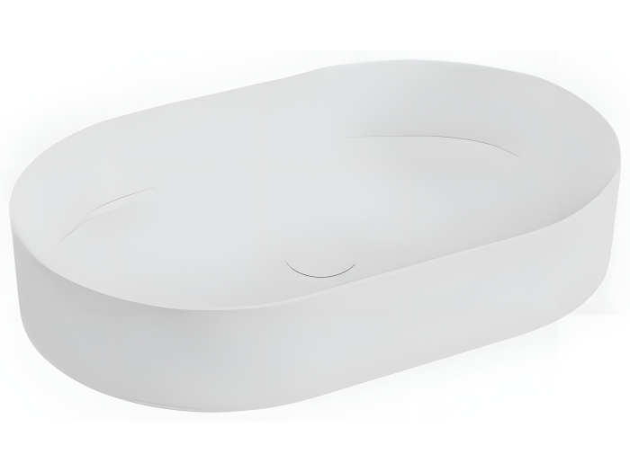 На изображении товар Раковина Cielo Shui Comfort 600x380х125 мм, овальная, без плоскости для смесителя, без перелива, цвет Gloss White от официального представителя в Москве