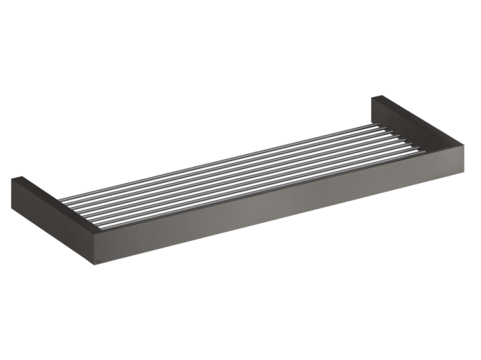 На изображении товар Полка Gessi Rettangolo настенная, L 600 мм, цвет Black Metal Brushed PVD от официального представителя в Москве