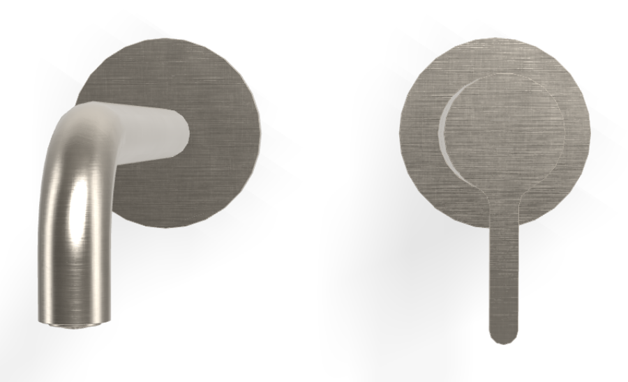 Смеситель для раковины Carlo Frattini Snap, настенный, однорычажный, излив 200 мм, без донного клапана, внешняя часть, цвет брашированный никель - изображение 1