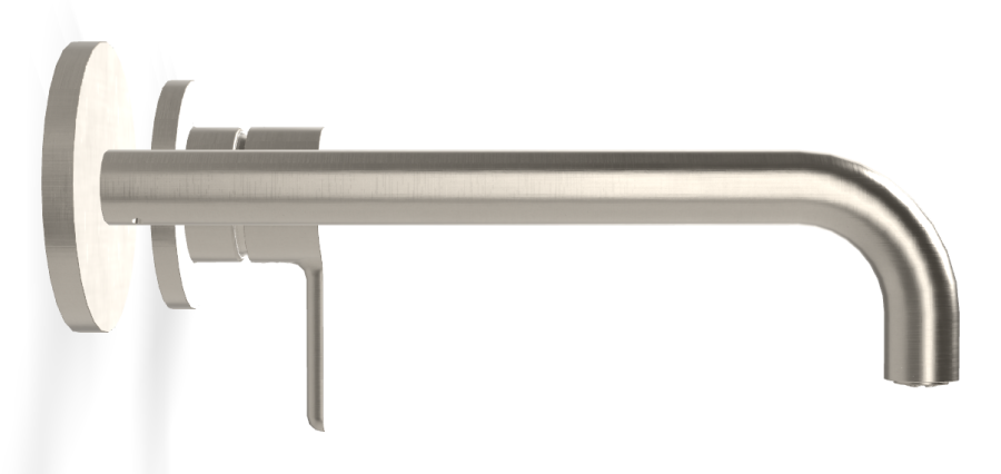 Смеситель для раковины Carlo Frattini Snap, настенный, однорычажный, излив 200 мм, без донного клапана, внешняя часть, цвет брашированный никель - изображение 2