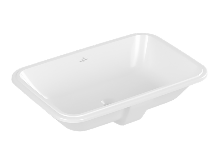 На изображении товар Раковина Villeroy&Boch Architectura, 570x370 мм, для установки под столешницу, прямоугольная, c переливом, без отверстий для смесителя, антигряз. покрытие от официального представителя в Москве
