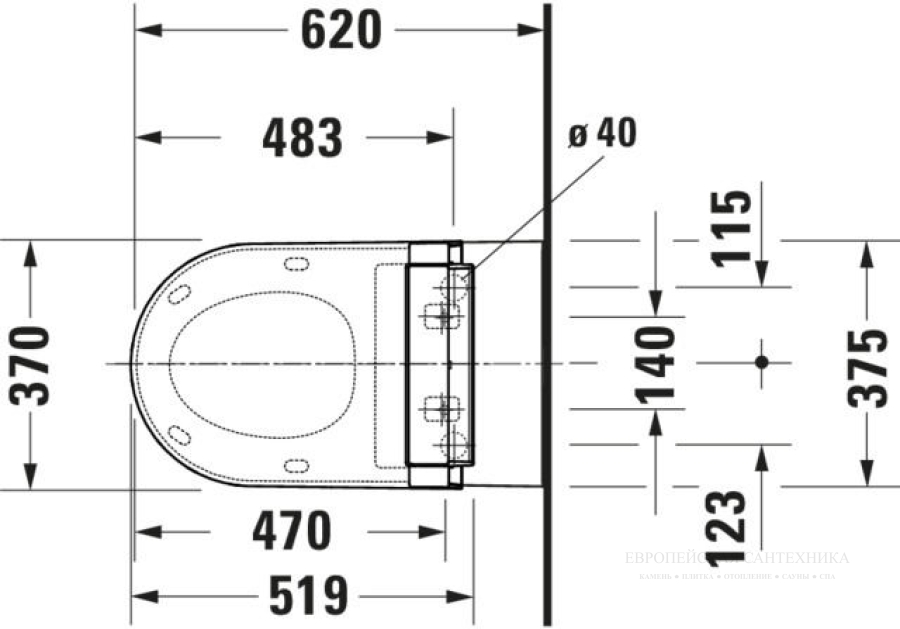 Унитаз подвесной 375х620 мм,Duravit Starck 2, белый - изображение 9