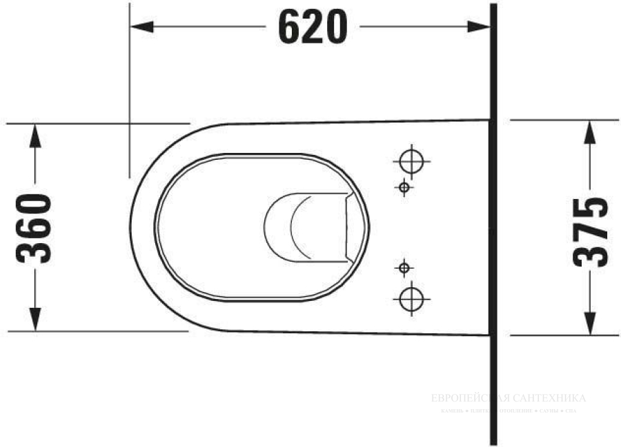 Унитаз подвесной 375х620 мм,Duravit Starck 2, белый - изображение 6