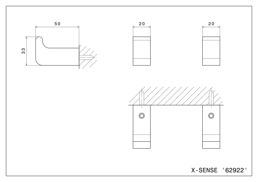 Крючок Newform Delta Zero, 20x50x33h мм, 2 шт, цвет PVD Glossy Gold - изображение 2