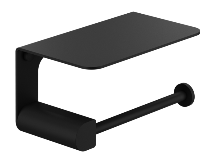 На изображении товар Бумагодержатель Gessi Rilievo, настенный с крышкой, цвет Matte Black от официального представителя в Москве