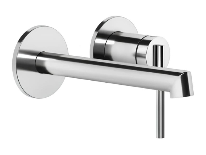 На изображении товар Смеситель для раковины Gessi Ingranaggio, настенный, с коротким изливом, без донного клапана, внешние части, цвет Chrome от официального представителя в Москве