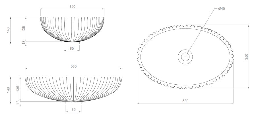 Раковина Glass Design Premium Lux, накладная, 530x350 мм, включает донный клапан и опорное кольцо, хрусталь цвет золото, фурнитура цвет золото - изображение 1